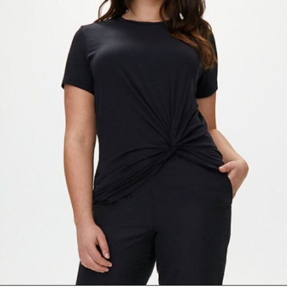 Aritzia The Group Babaton The Foundation Knotted Front T-shirt Black Size XS - Picture 1 of 6